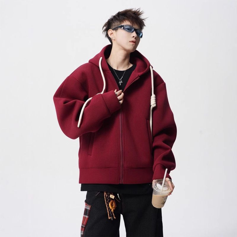 2025 Spring New Design Style Hand woven Rope Solid Color Hoodie Hoodie Sweatshirt Cleanfin Jacket for Men_voghion.com