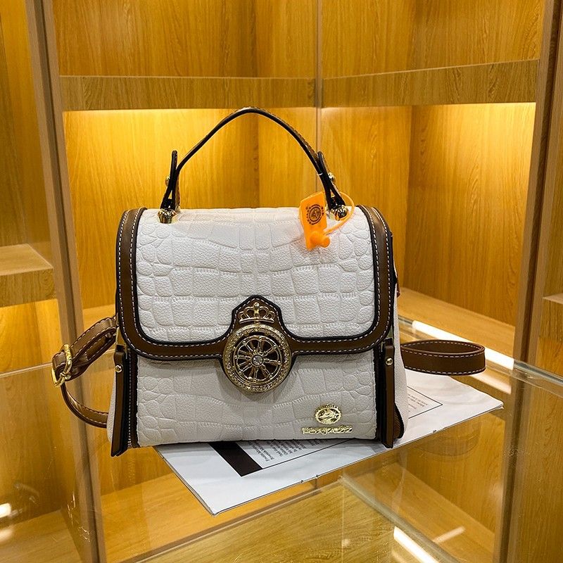 Handheld women's 2024 new high texture versatile simple shoulder crocodile pattern large capacity crossbody bag_voghion.com