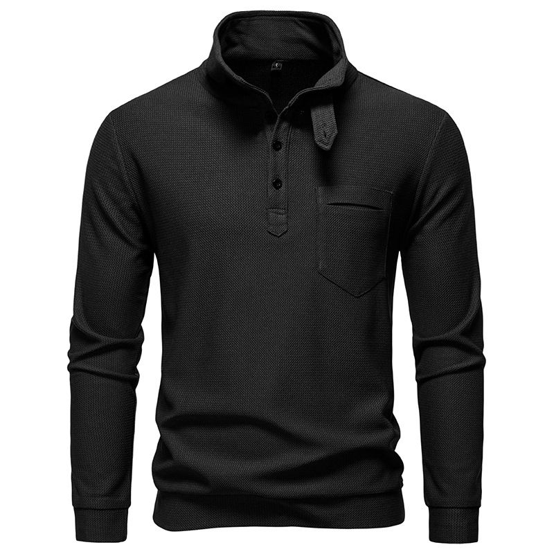 Sweat-shirt à col montant et demi-zip pour homme - Mélange de coton respirant, coupe ajustée, manches longues, couleur unie (blanc, gris foncé)_voghion.com