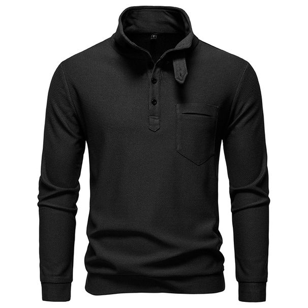 Sweat-shirt à col montant et demi-zip pour homme - Mélange de coton respirant, coupe ajustée, manches longues, couleur unie (blanc, gris foncé)_voghion.com