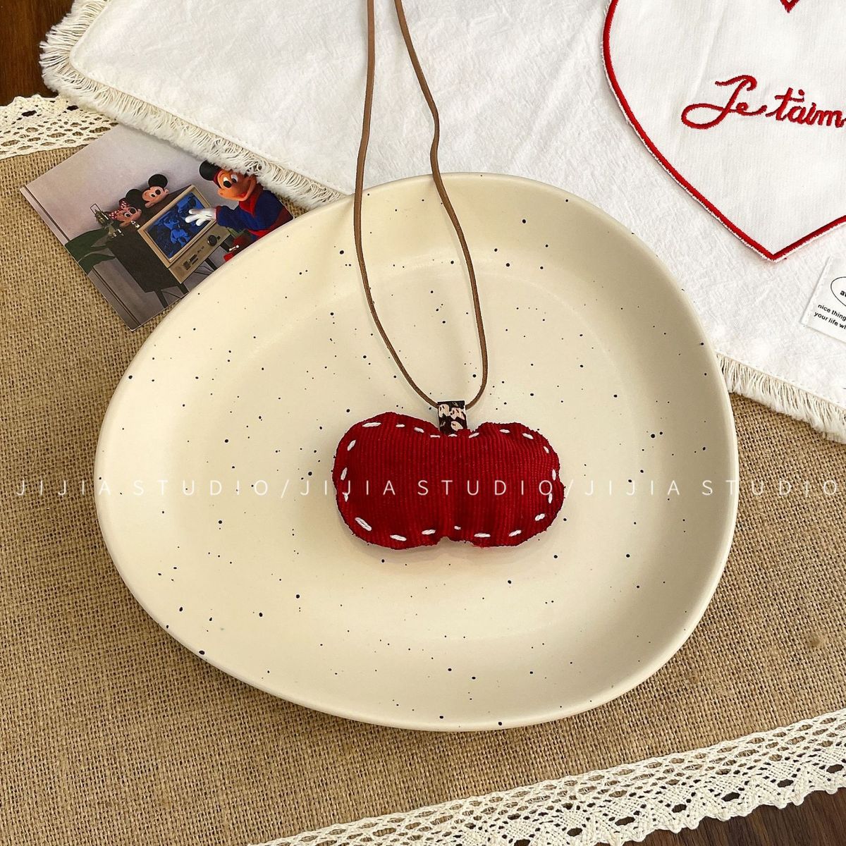 Collana per bambini in tessuto coreano fatto a mano, pendente per maglione, dolce e carino, accessori per abbigliamento autunnale e invernale fatti a mano_voghion.com