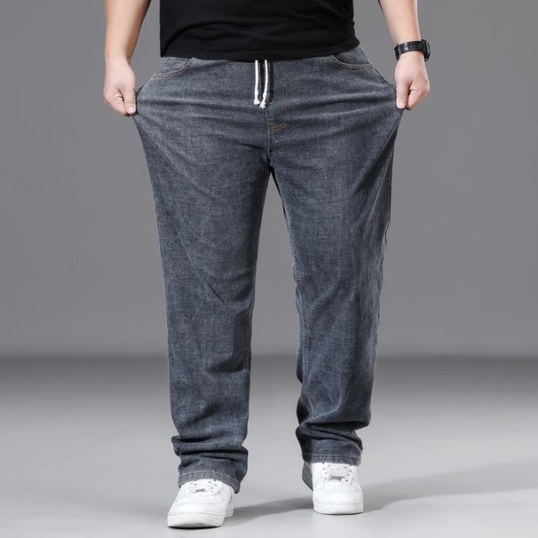 Moška oblačila za večje velikosti, jesenske in zimske kavbojke za moške, ravne, ohlapne, plus debele, z elastičnim pasom, moške široke hlače z debelim moškim_voghion.com