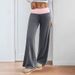 Women's Low-Rise Wide-Leg Pants With Color Block Design - Casual Polyester Trousers For Everyday Wear_voghion.com