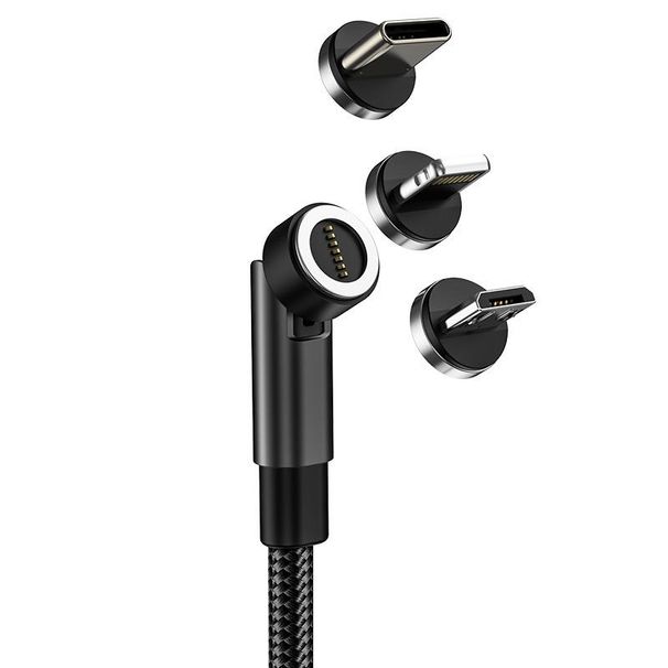 Rotating 540 degree magnetic suction data cable 5A three in one super fast charging data cable, one to three, hot selling foreign trade product_voghion.com