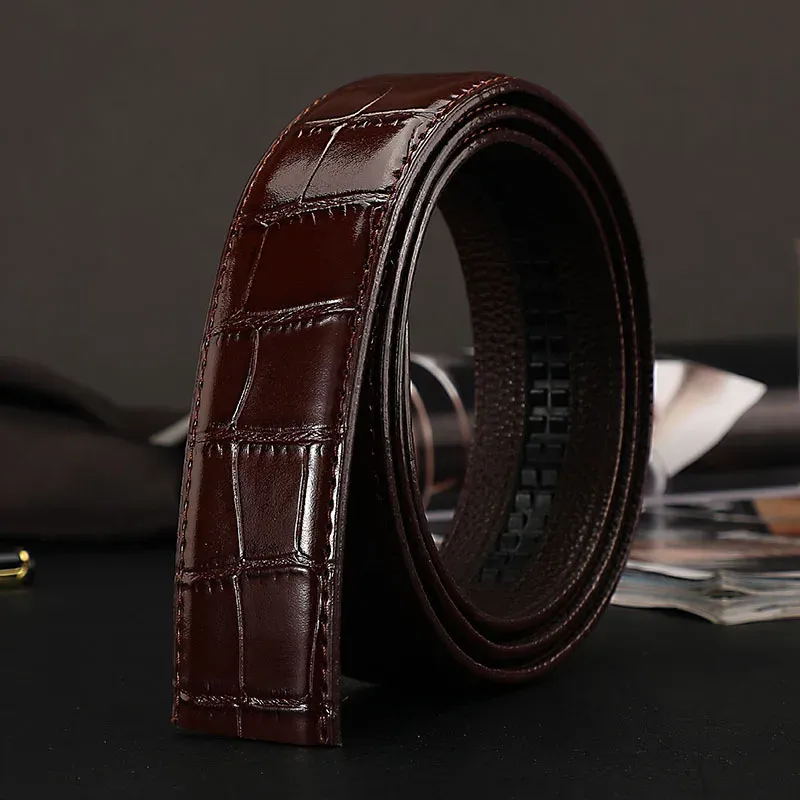 HOT No Cow Leather Belt for en Automatic Buckle New Business Waist Strap Black Brown ale High Quality Jeans Waistband_voghion.com