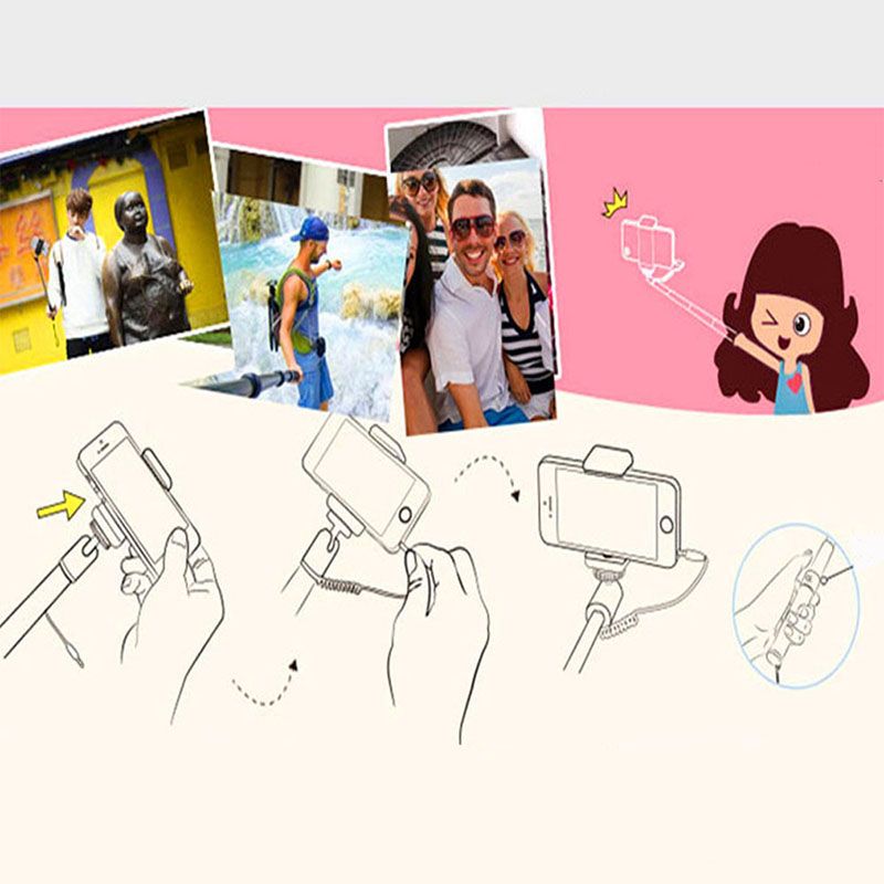 Mini Extendable Handheld Wired Selfie Stick Portable Monopod For Phone Iphone 6s Plus Samsung Xiaomi Huawei Android Smartphone_voghion.com