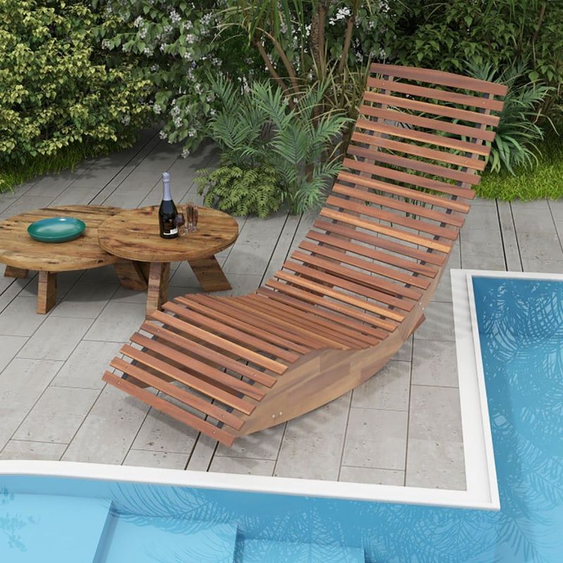 Outdoor Acacia Wood Rocking Chair With Widened Slatted Seat And High Back_voghion.com