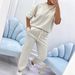 Lässiges, bedrucktes Kurzarm-Lounge-Set für Damen, bequeme, dehnbare Polyesterhose und passendes Oberteil für den Sommer, Übergrößen erhältlich_voghion.com