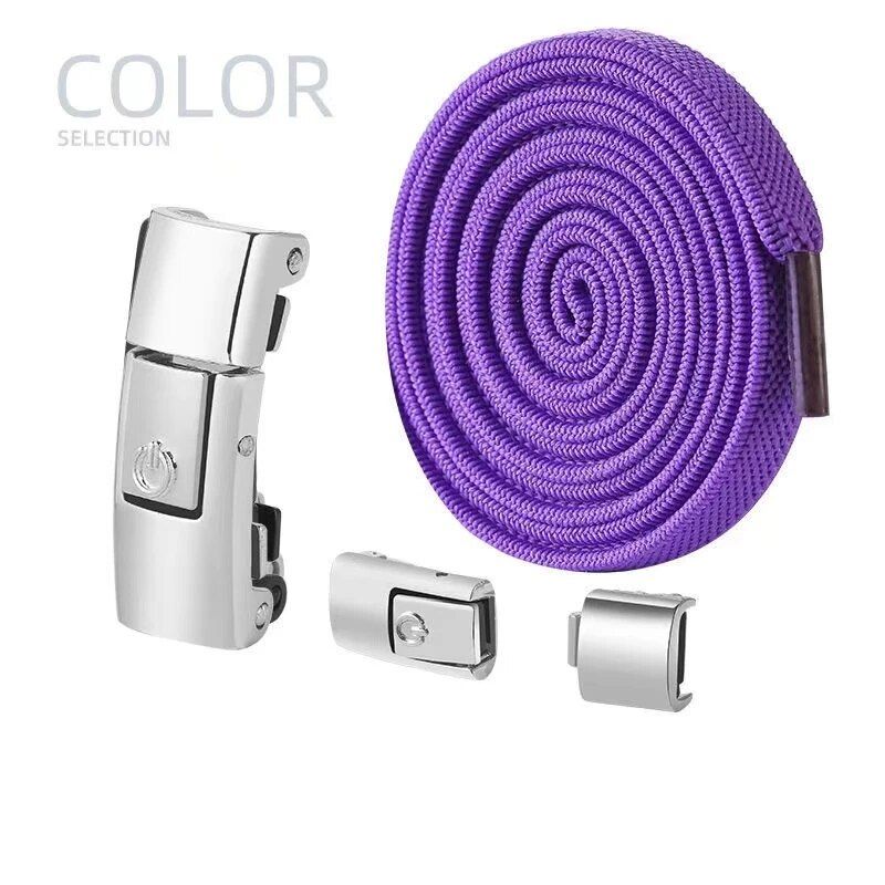 Novos cadarços de bloqueio de imprensa sem laços 8mm largura plana laços elásticos tênis crianças adulto sem laço sapato laços para sapatos_voghion.com