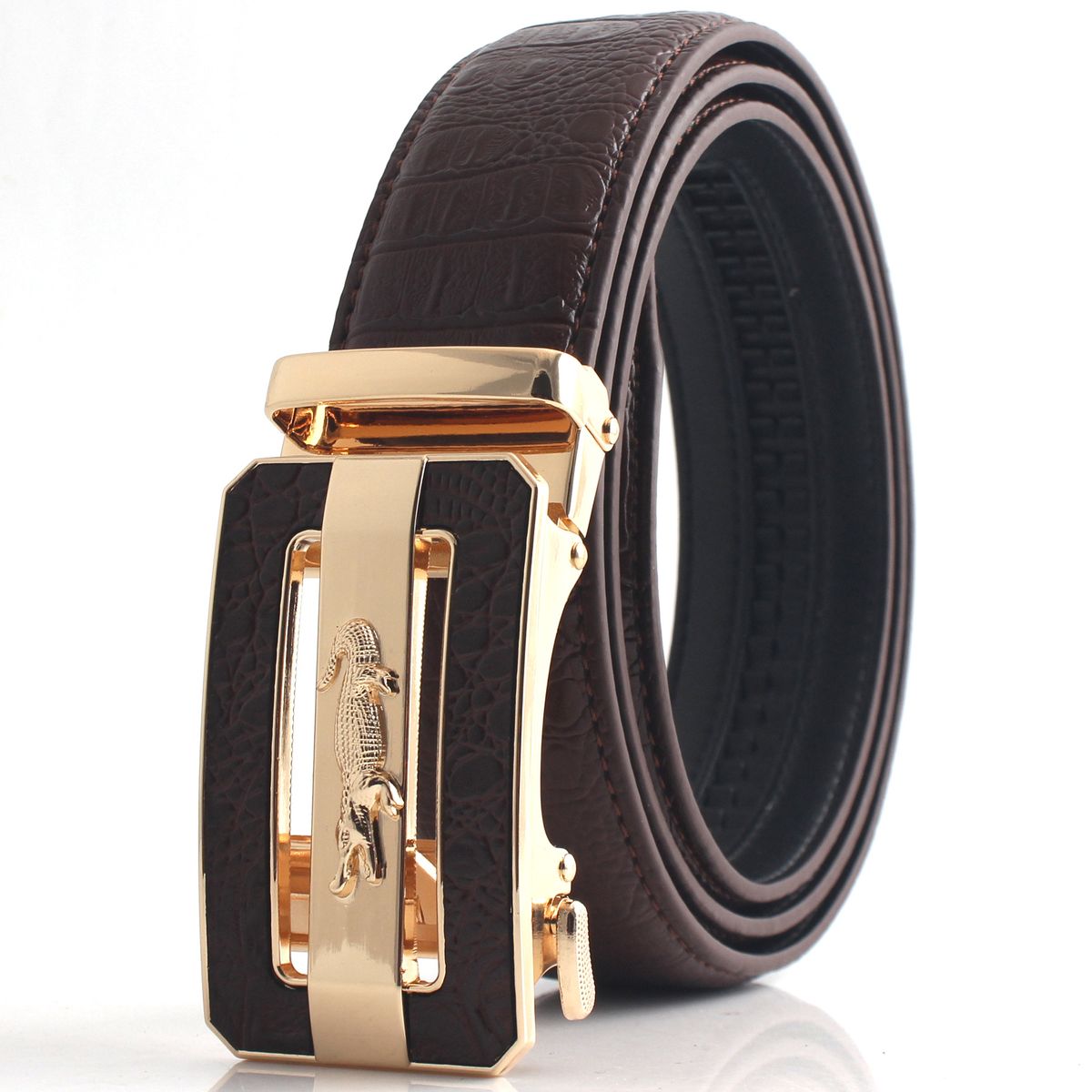 New Crocodile Hot Selling Pattern Men's Belt, Business Automatic Buckle Belt, High-end Two-layer Leather Pants Belt Selection_voghion.com