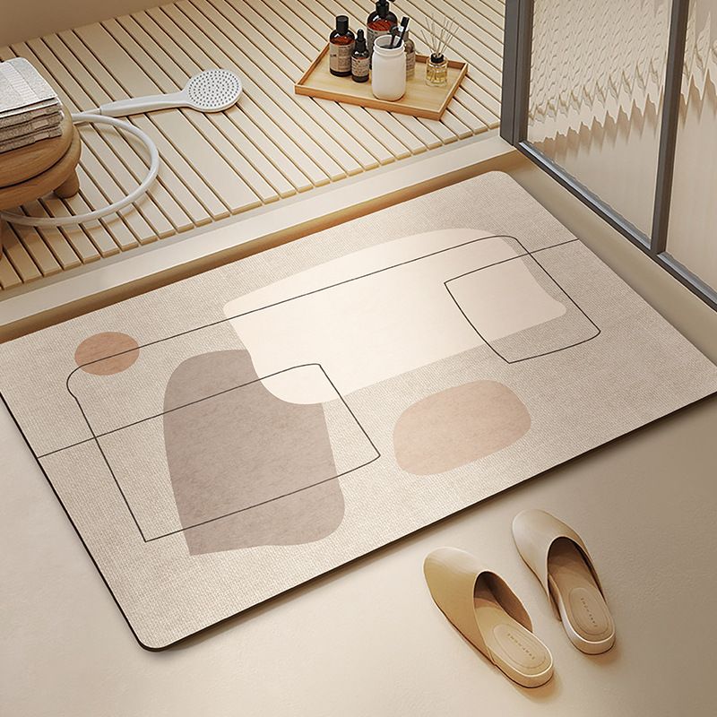Non-Slip Bath Mat – Super Absorbent Diatomite Floor Mat With Floral Design, Anti-Skid Bathroom Rug, Quick-Dry Washable Polyester_voghion.com