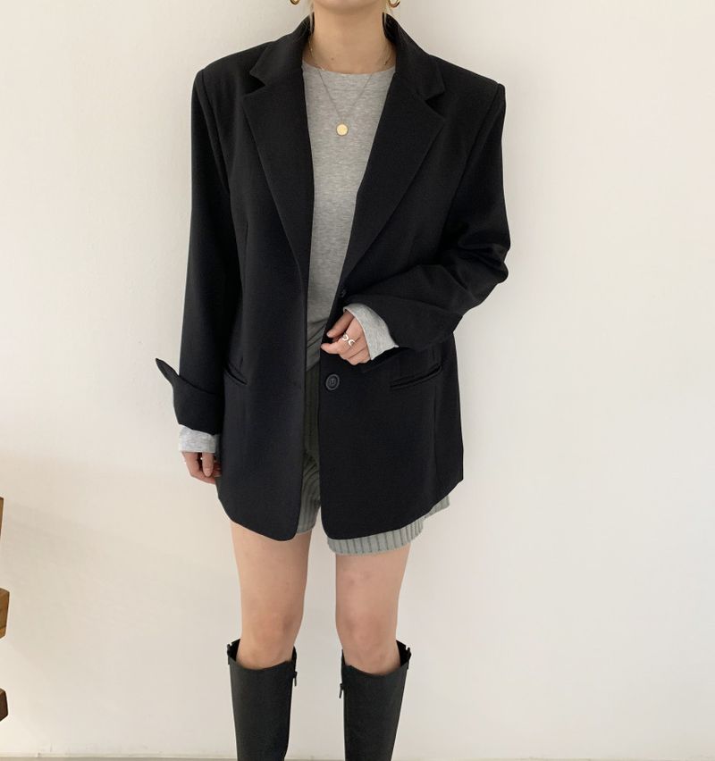 Podzim/Zima 2024 Nový Melad Dress Up Korean Chic Klasický hnědošedý oblekový kabát_voghion.com