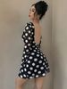2025 Spring/Summer New Women's Sexy Polka Dot Backless Mesh Flared Sleeve Mini Dress_voghion.com