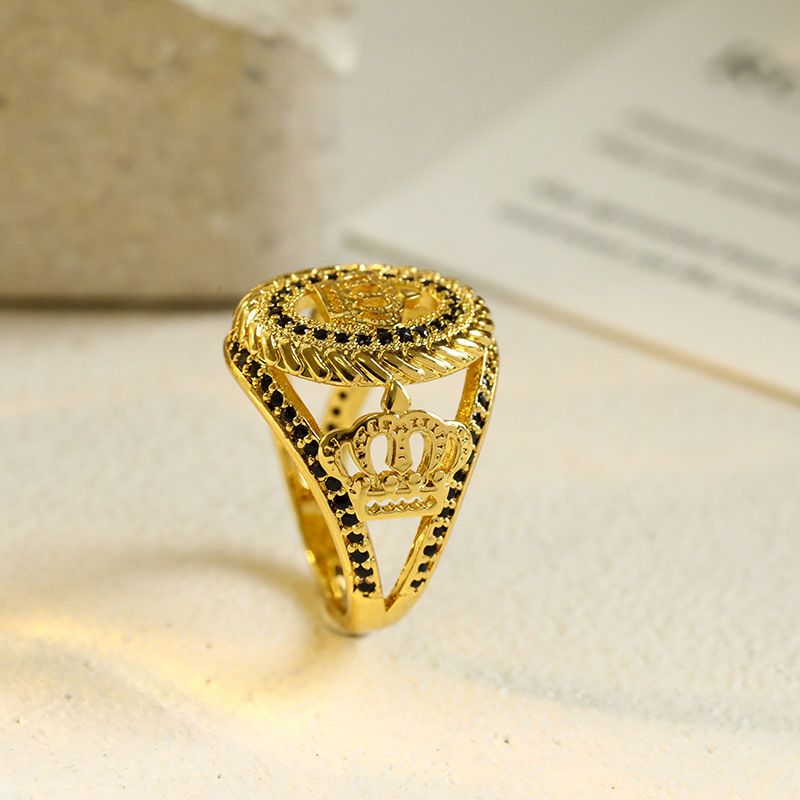 Anello unisex hip hop punk rock personalità moda di strada oro cavo corona delicata moda casual semplice temperamento_voghion.com