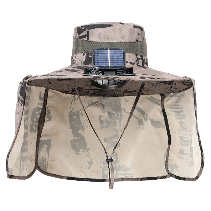Men's Outdoor Sun Hat With Detachable Neck Flap & Cooling Fan - UPF 50+ Sun Protection_voghion.com