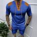 Unbeatable Quality Men's Short Sleeved With Waffle Patchwork And Men's T-shirt Set Suitable For Going Out On The Street_voghion.com