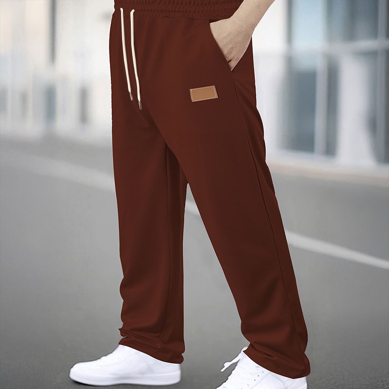 Men's Casual Straight Leg Joggers With Drawstring Waist - Lightweight Stretch Fabric, Versatile Lounge Pants For Everyday Wear_voghion.com