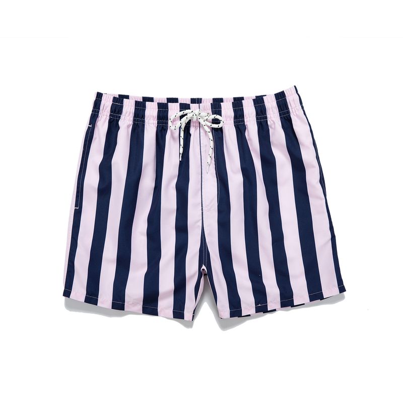 men's shorts with inner triangle mesh back patch pocket striped digital printing beach pants_voghion.com