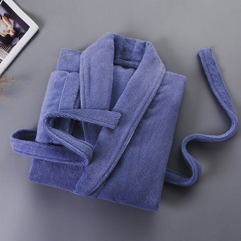 Pure Cotton Bathrobe Winter Towel Material Thickened Cotton Men And Women Couple Absorbent Beauty Salon Bathrobe_voghion.com