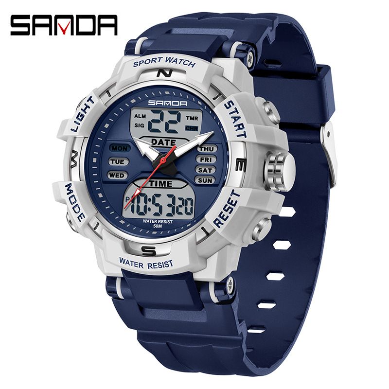 Unisex Digital Analog Watch With Alarm, Countdown, Dual Time, Waterproof & Glow-in-the-Dark For Casual & Sports Personality Watch_voghion.com