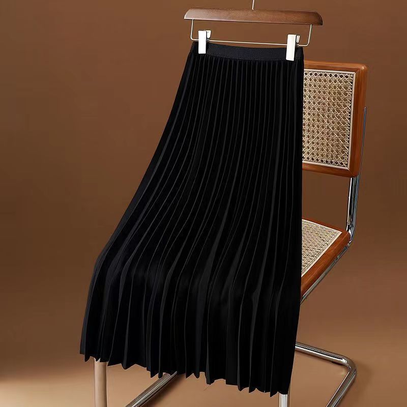 Multicolor Pleated Skirt For Women, New Style For Spring And Summer, High Waist, A Line, Drape, Slim, Medium And Long, Versatile Long Skirt_voghion.com