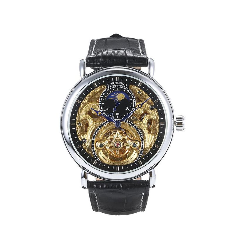 Men's Fashion Hollow-out Automatic Mechanical Watch Men's Casual Belt Wrist Watch_voghion.com
