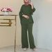Women's Clothing Elegant Solid Color Muslim Two-Piece Set With Sleeve Top & Wide-Leg Pants | Casual Daily Outfit For Women_voghion.com
