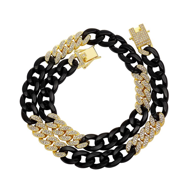 Collana in lega Hip-Hop cubana colorata in acrilico con giunzioni, versatile catena per maglione da uomo_voghion.com