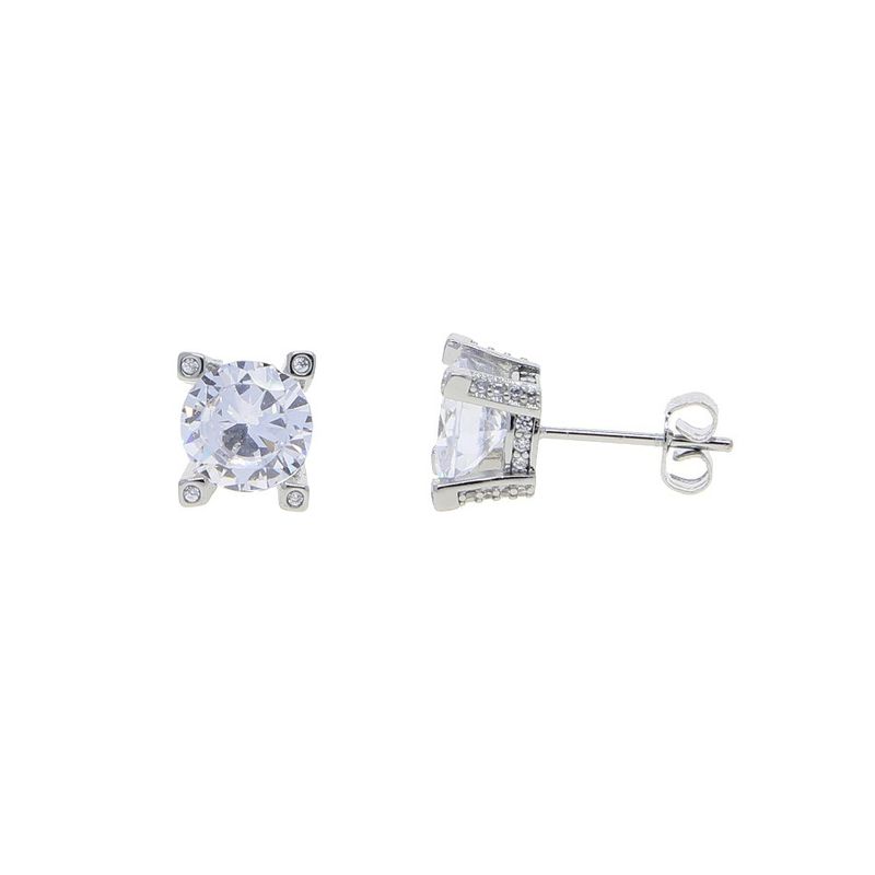 Orecchini rotondi con zircone singolo, gioielli da uomo e da donna, orecchini alla moda, accessori_voghion.com