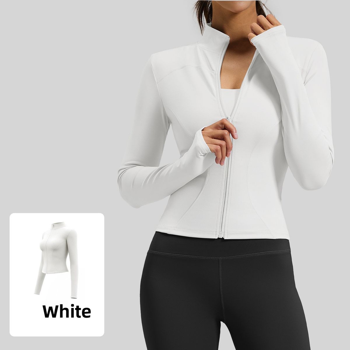 Juyitang Figurformende, eng anliegende Langarm-Yogajacke für Damen, geeignet für Fitness, Laufen und Sport_voghion.com
