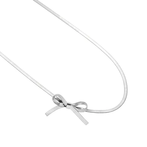 Collar gargantilla lazo collar serpiente hueso pequeño fresco titanio acero chapado en oro plata no se decolora_voghion.com