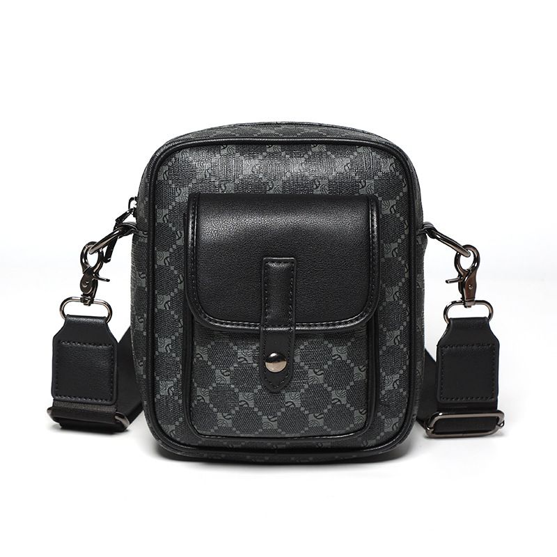 Bolso bandolera vertical con tapa de PU, bolso de hombro pequeño para teléfono móvil que combina con todo, bolso de marca de moda para hombre_voghion.com