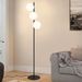 Glitzerlife Stehlampe Schwarz Modern Standleuchte - E27 3 Flammig Mit Fußschalter Metall Design Aus Weiß Glas Standlampe Für Schlafzimmer Kinderzimmer Büro_voghion.com