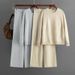 Women's fashion casual solid color knit suit women's loose sweater wide leg pants two-piece set_voghion.com