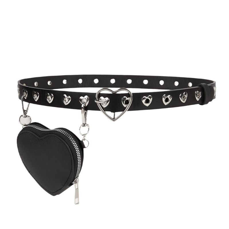 Korean Version New Mini Love Belt, Women's Punk Style Fashionable Concave Shape Small Waist Bag, Detachable Belt_voghion.com