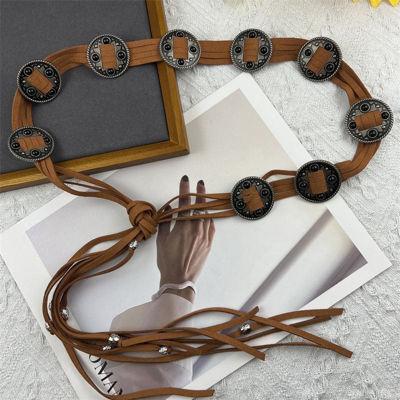 Retro Copper Coin Accessories Women's Woven Tassel Skirt Waist Chain_voghion.com