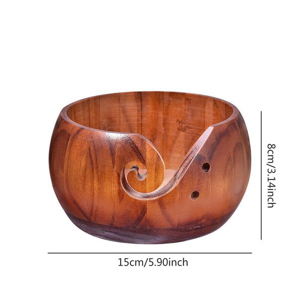 Μάλλινο μπολ ξύλινο μάλλινο μπολ υφασμάτινο μαλλί μπολ αποθήκευσης κυκλικό ξύλινο μπολ_voghion.com