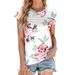 2025 Spring/Summer New Printed Striped Round Neck Loose Short Sleeve T-shirt Top For Women_voghion.com