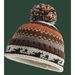 Ethnic Style Knitted For Women, Cute Pom-Pom Color-Block Pullover Yarn Hat, Parent-Child Autumn Winter Warm Ear_voghion.com