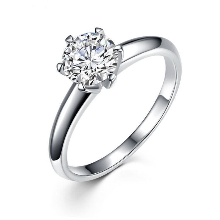 Bague ajustable Live For Women en moissanite classique à six griffes, taille princesse, un carat_voghion.com