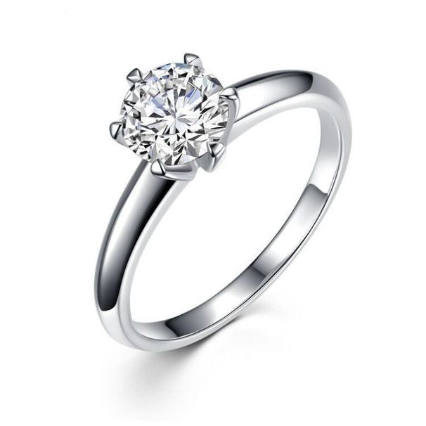 Bague ajustable Live For Women en moissanite classique à six griffes, taille princesse, un carat_voghion.com