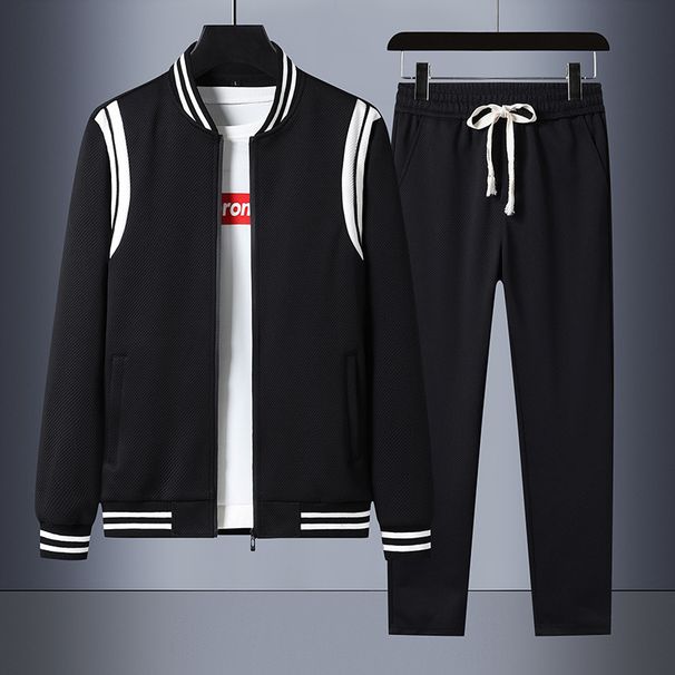 Men's Oversized Sportswear Two-Piece Set – Loose Fit Cardigan & Sweater Combo, Plus Size Autumn Casual Outfit_voghion.com