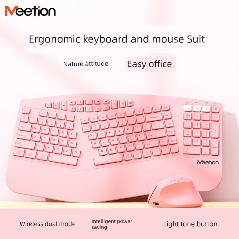 Meetion Mishen Directorb Ergonomisk trådløs Bluetooth nøgle musedragt Opladning Mute Til hjemmekontor_voghion.com