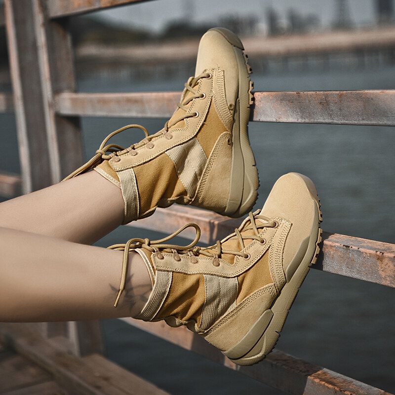 Lightning shipped 1587 couple style high top military training tourism dert boots for men and women outdoor hiking_voghion.com