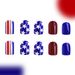 Kurze leuchtend rote und blaue Farbabstimmungsstreifen für den unabhängigen Tagesgebrauch, Nagelkunst mit amerikanischem fünfzackigem Stern, Außenhandel, Nagelkunst, 24 Stück_voghion.com