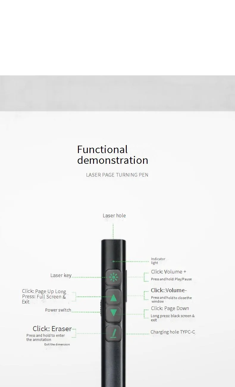 Fournitures de présentation Stylet Felck Stylo intelligent pour tourner les pages Enseignement Conférence Tableau blanc électronique tout-en-un Stylo intelligent Écriture tactile_voghion.com