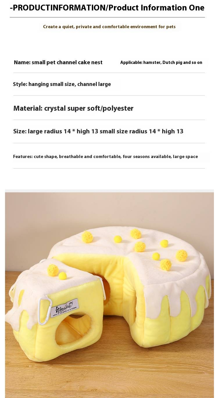 Small Animal Nest Cake House Cute Hamster Guinea Pig Tunnel Design Large Space Hanging Soft Cozy Pet Accessories_voghion.com