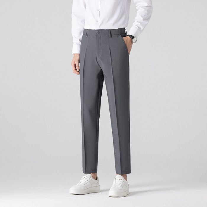 Herrenbekleidung Anzughose Drape Free Bügeln Herren Neun-Punkt-Hose + Lange Hose Herren Business Casual Hose_voghion.com