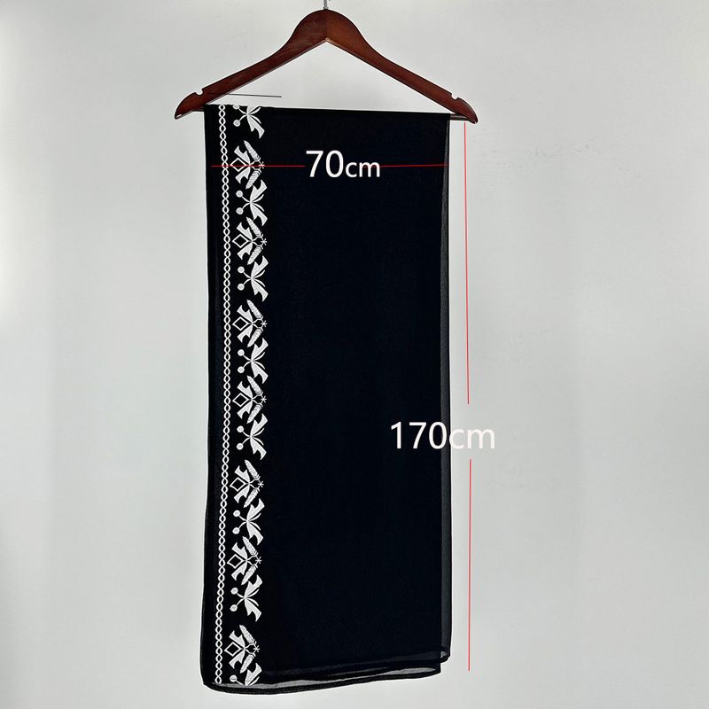 Damenbekleidung Neue Stickerei Naher Osten Muslimische Mode Strickjacke Arabische Robe Fledermausärmel Bestickter Schal Schwarz_voghion.com