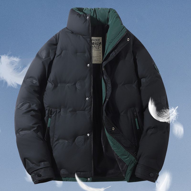 ​​"Mode-Kurzdaunenjacke für Herren – Hochwertige weiße Gänsedaunen, Stehkragen, locker sitzender Wintermantel (Schwarz/Weiß, Größen M-4XL)"​​_voghion.com